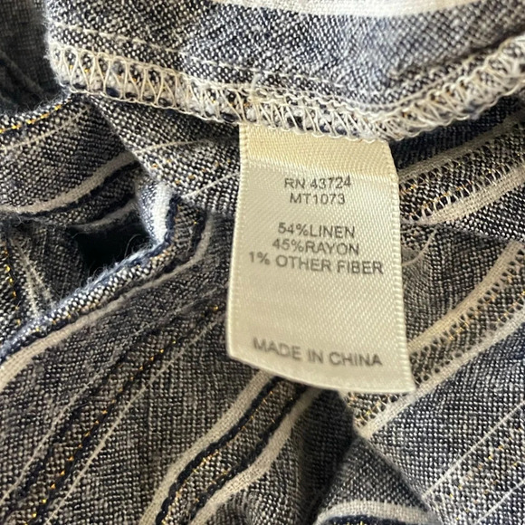 Women’s Linda Anderson linen blend wide leg blue stripe pants Medium - Picture 5 of 5